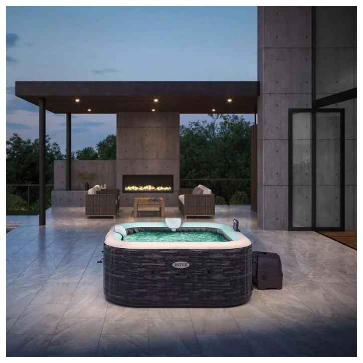 Spa gonflable INTEX - Ardoise - 175 x 175 x 71 cm - 4 places - Carré - 28450NP