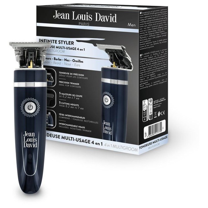 Tondeuse multi-usage 4-en-1 - JEAN LOUIS DAVID - Infinite Styler - 60 min - 4 sabots - Bleu nuit Tondeuse multi-usage 4-en-1 - JEAN LOUIS DAVID - Infinite Styler - 60 min - 4 sabots - Bleu nuit