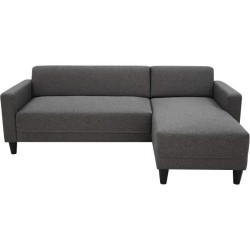Canapé d'angle fixe 4 places BOB - Tissu anthracite - Réversible - L