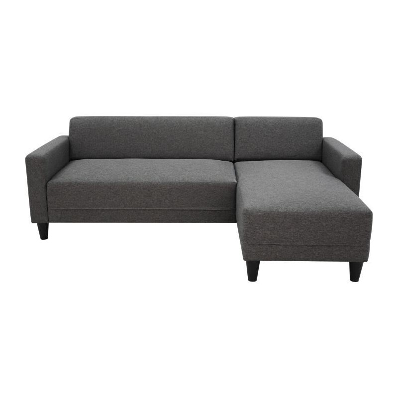 Canapé d'angle fixe 4 places BOB - Tissu anthracite - Réversible - L Canapé d'angle fixe 4 places BOB - Tissu anthracite - Réversible - L