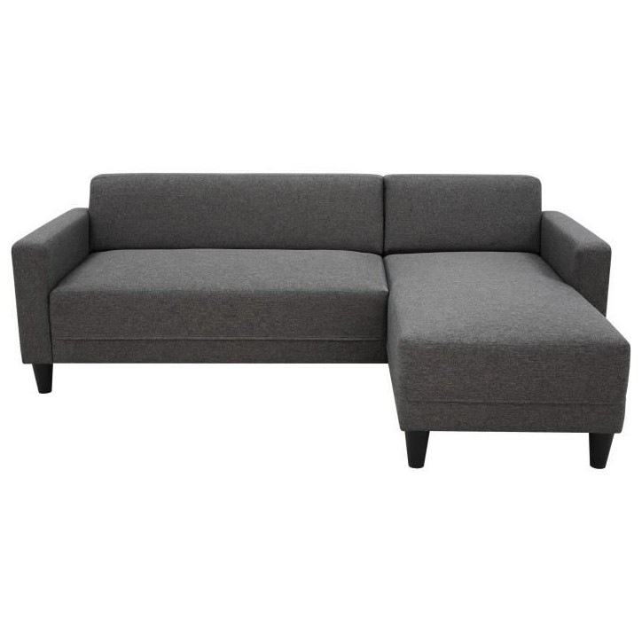 Canapé d'angle fixe 4 places BOB - Tissu anthracite - Réversible - L 197 x P 117 x H 65 cm Canapé d'angle fixe 4 places BOB - Tissu anthracite - Réversible - L 197 x P 117 x H 65 cm