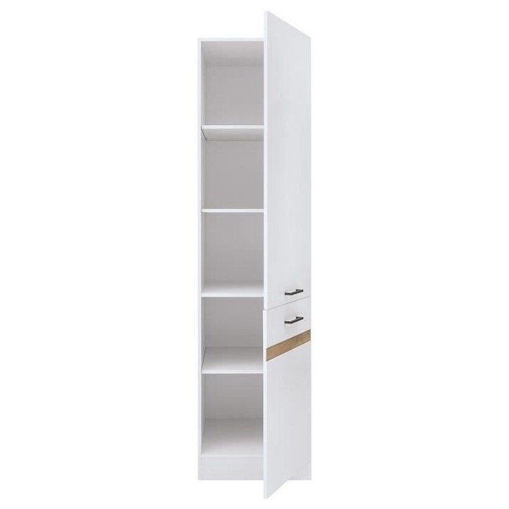 JUNONA Colonne de cuisine 2 Portes ouverture droite - L 50 x H 196 x P 46 cm - Blanc brillant JUNONA Colonne de cuisine 2 Portes ouverture droite - L 50 x H 196 x P 46 cm - Blanc brillant