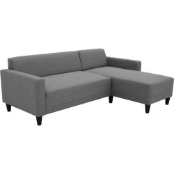 Canapé d'angle fixe 4 places BOB - Tissu anthracite - Réversible - L