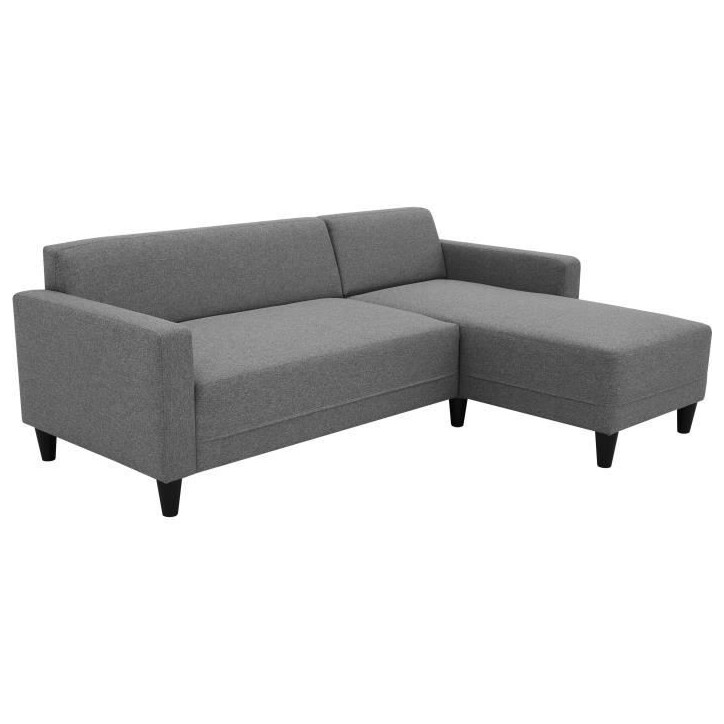 Canapé d'angle fixe 4 places BOB - Tissu anthracite - Réversible - L 197 x P 117 x H 65 cm Canapé d'angle fixe 4 places BOB - Tissu anthracite - Réversible - L 197 x P 117 x H 65 cm