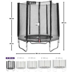 Trampoline KANGUI - GRIS Ø 180-183 cm – Enfant – Filet de sécuri