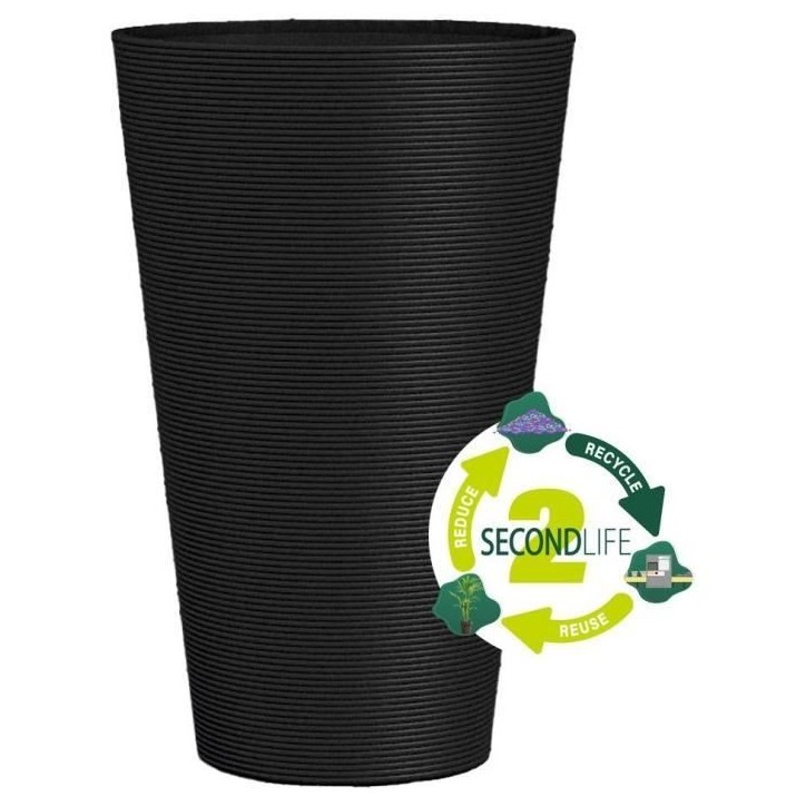 Pot de fleurs haut - GARDEN ID - Green Care Sense Haut Noir-Anthr. - 55 cm - Garanti 10 ans - 100% recyclé - Résistance UV et