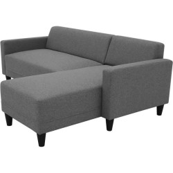 Canapé d'angle fixe 4 places BOB - Tissu anthracite - Réversible - L