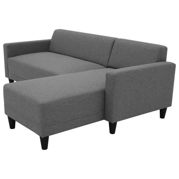 Canapé d'angle fixe 4 places BOB - Tissu anthracite - Réversible - L 197 x P 117 x H 65 cm Canapé d'angle fixe 4 places BOB - Tissu anthracite - Réversible - L 197 x P 117 x H 65 cm
