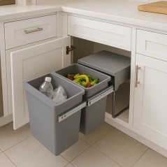 Poubelle de cuisine encastrable coulissante 36L - HYPE – 2 compartiments avec seaux – KITCHEN MOVE