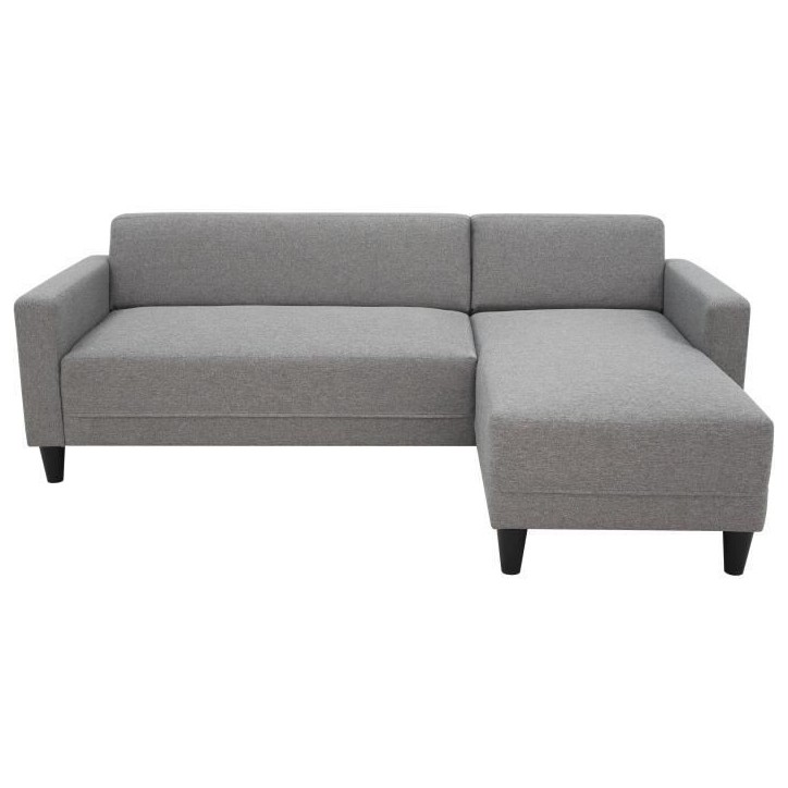 Canapé d'angle fixe 4 places BOB - Tissu souris - Réversible - L 197 x P 117 x H 65 cm Canapé d'angle fixe 4 places BOB - Tissu souris - Réversible - L 197 x P 117 x H 65 cm