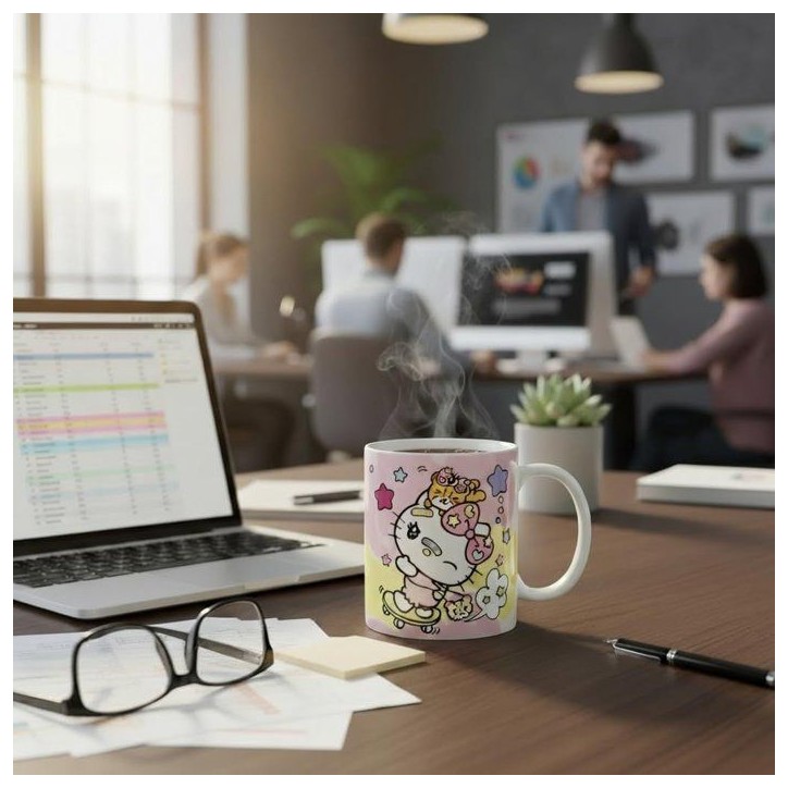Tasse en céramique - Konix - Hello Kitty - 320 ml - Motif skateboard Tasse en céramique - Konix - Hello Kitty - 320 ml - Motif skateboard