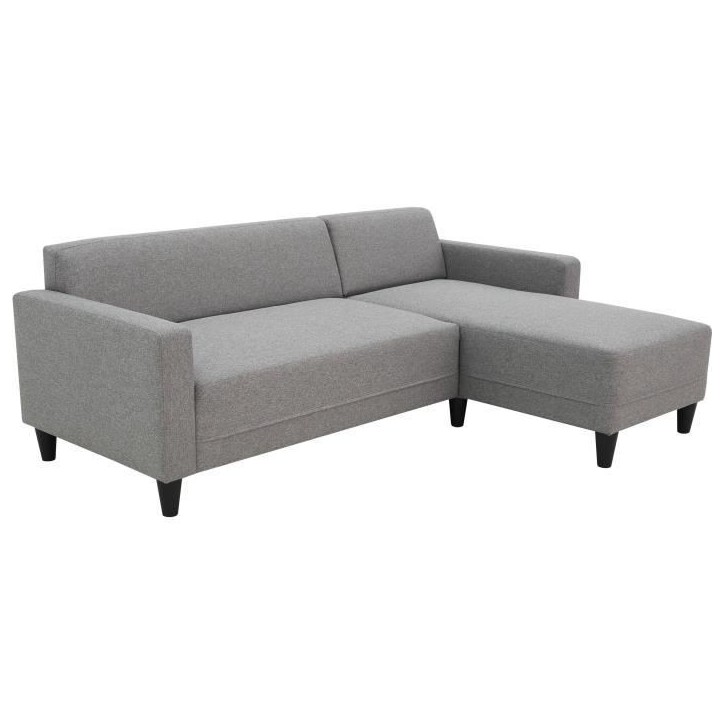 Canapé d'angle fixe 4 places BOB - Tissu souris - Réversible - L 197 x P 117 x H 65 cm Canapé d'angle fixe 4 places BOB - Tissu souris - Réversible - L 197 x P 117 x H 65 cm