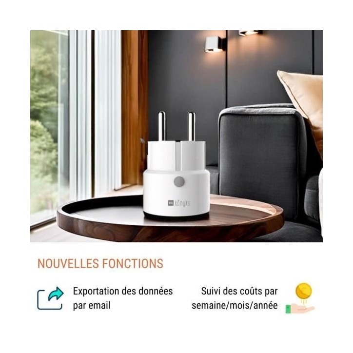 Mini prise intelligente - KONYKS - Priska Max Black FR - Wi-Fi+BT - 16A - Blanc Mini prise intelligente - KONYKS - Priska Max Black FR - Wi-Fi+BT - 16A - Blanc