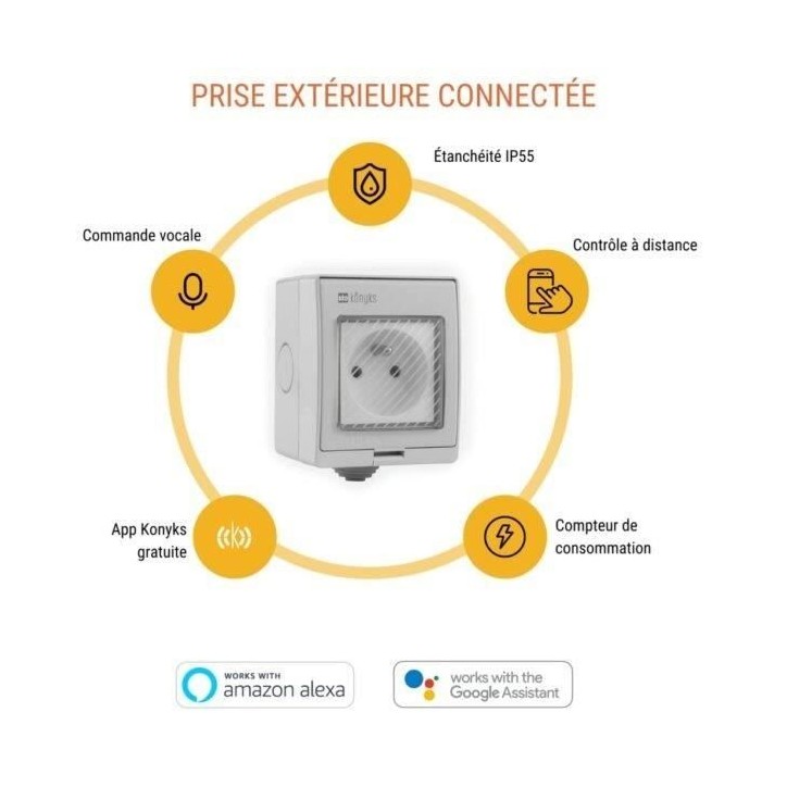 Prise extérieure - KONYKS - Pluviose FR - WiFi - Blanc