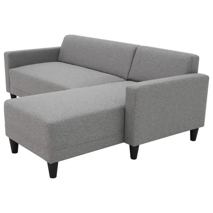 Canapé d'angle fixe 4 places BOB - Tissu souris - Réversible - L 197 x P 117 x H 65 cm Canapé d'angle fixe 4 places BOB - Tissu souris - Réversible - L 197 x P 117 x H 65 cm