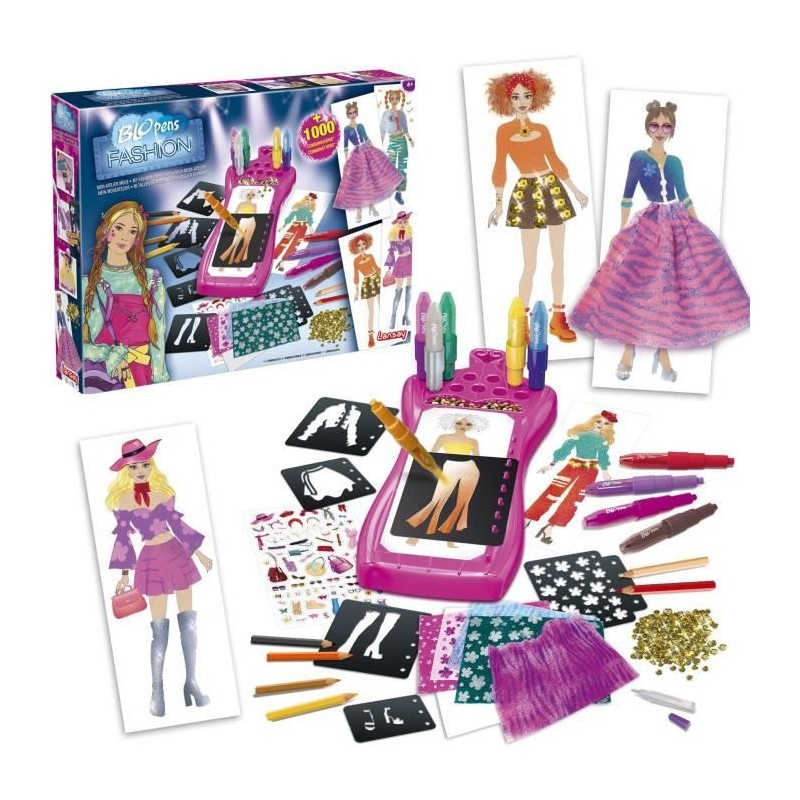 Jeu de coloriage - LANSAY - Blopens - Mon Atelier Mode - 20 pochoirs -