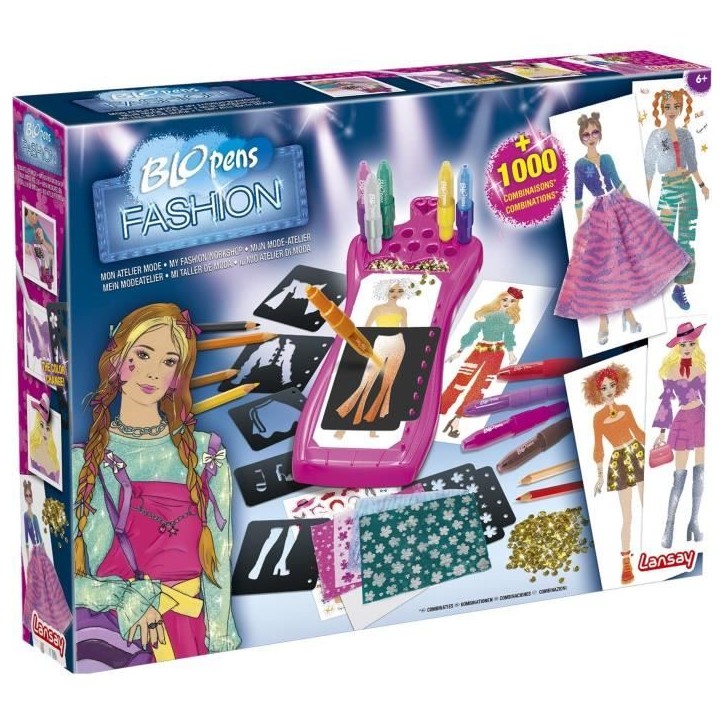 Jeu de coloriage - LANSAY - Blopens - Mon Atelier Mode - 20 pochoirs - Des 7 ans