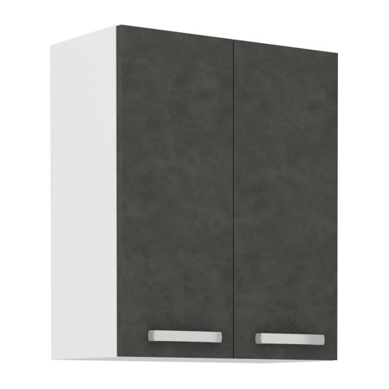 Meuble haut portes battantes - Gris mat - L 60 cm x P 31,6 x H 72 cm -