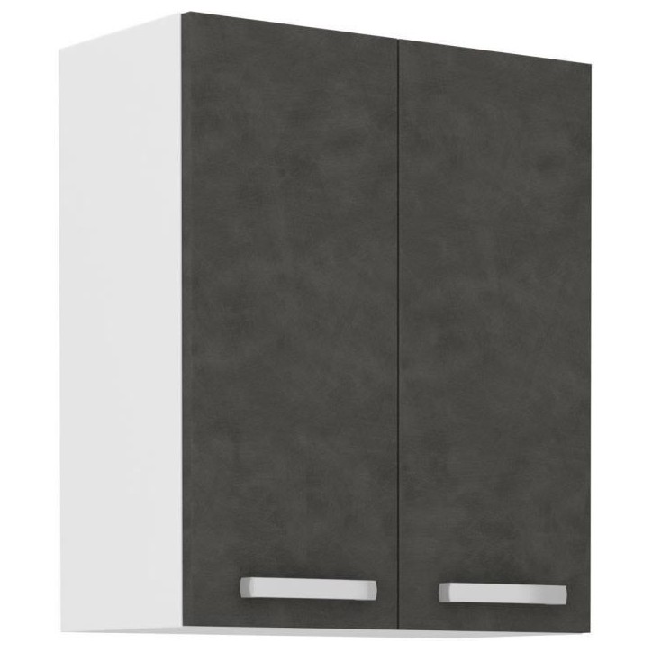Meuble haut portes battantes - Gris mat - L 60 cm x P 31,6 x H 72 cm - LASSEN