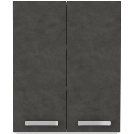 Meuble haut portes battantes - Gris mat - L 60 cm x P 31,6 x H 72 cm - LASSEN
