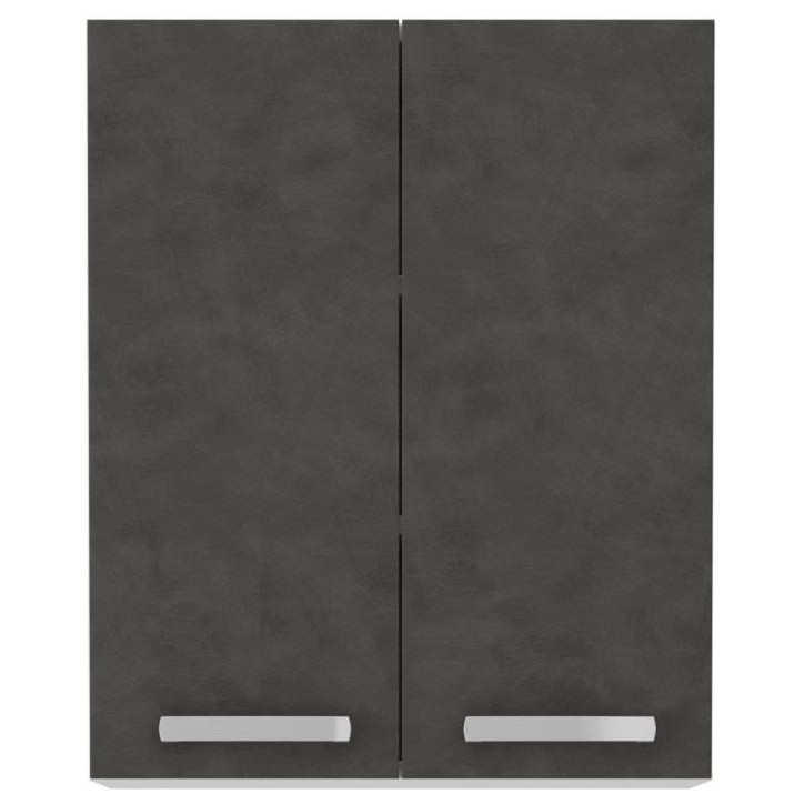 Meuble haut portes battantes - Gris mat - L 60 cm x P 31,6 x H 72 cm - LASSEN