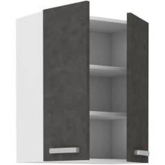 Meuble haut portes battantes - Gris mat - L 60 cm x P 31,6 x H 72 cm -