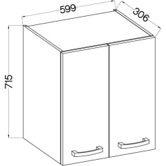 Meuble haut portes battantes - Gris mat - L 60 cm x P 31,6 x H 72 cm -