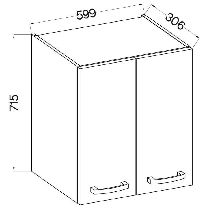 Meuble haut portes battantes - Gris mat - L 60 cm x P 31,6 x H 72 cm - LASSEN