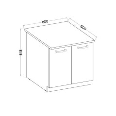 LASSEN Meuble bas de cuisine sous évier L 80 cm - Décor chene clair