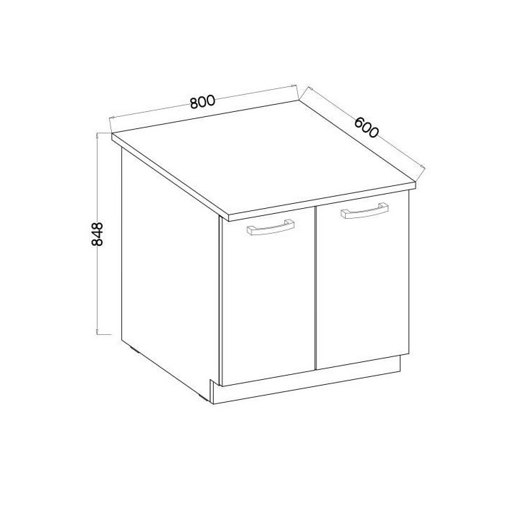 LASSEN Meuble bas de cuisine sous évier L 80 cm - Décor chene clair sonoma