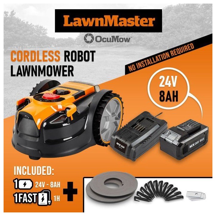 Robot tondeuse - Lawnmaster - VBRM16MAX - 24 V - 16 cm - 8 Ah - Sans fil périmétrique