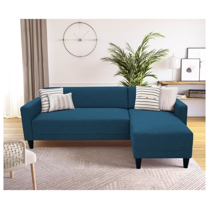 Canapé d'angle fixe 4 places BOB - Tissu marine - Réversible - L 197 x P 117 x H 65 cm Canapé d'angle fixe 4 places BOB - Tissu marine - Réversible - L 197 x P 117 x H 65 cm