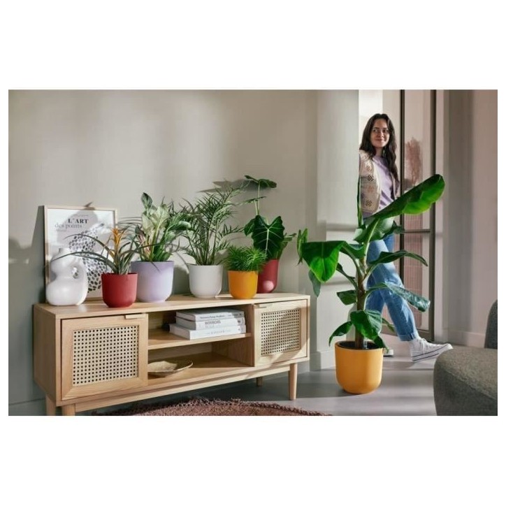 ELHO Lot de 3 pots de fleur rond Jazz - Ø14xH13,1, Ø16xH15,3, Ø19xH17,6 cm - 7 L - Lila et Blanc