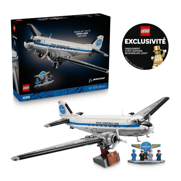 LEGO Icons 11378 - Exclu Cdiscount - Avion de Ligne Douglas DC-3 de la PAN AM - Set Adulte - Maquette Rétro LEGO Icons 11378 - Exclu Cdiscount - Avion de Ligne Douglas DC-3 de la PAN AM - Set Adulte - Maquette Rétro