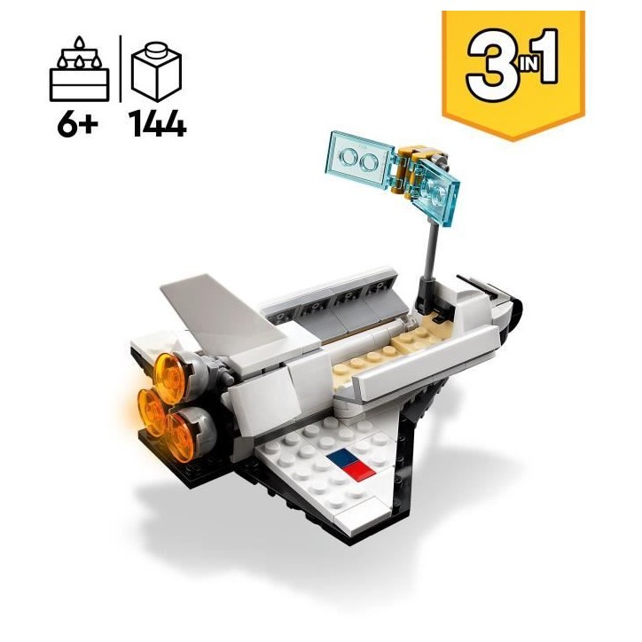 LEGO Creator 3-en-1 31134 La Navette Spatiale, Jouet Figurine Astronaute avec Vaisseau, Enfants 6 Ans LEGO Creator 3-en-1 31134 La Navette Spatiale, Jouet Figurine Astronaute avec Vaisseau, Enfants 6 Ans