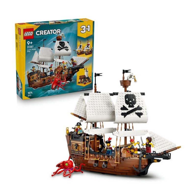 LEGO Creator 3-en-1 31387 Bateau Pirate Mythique - Jeu de Construction