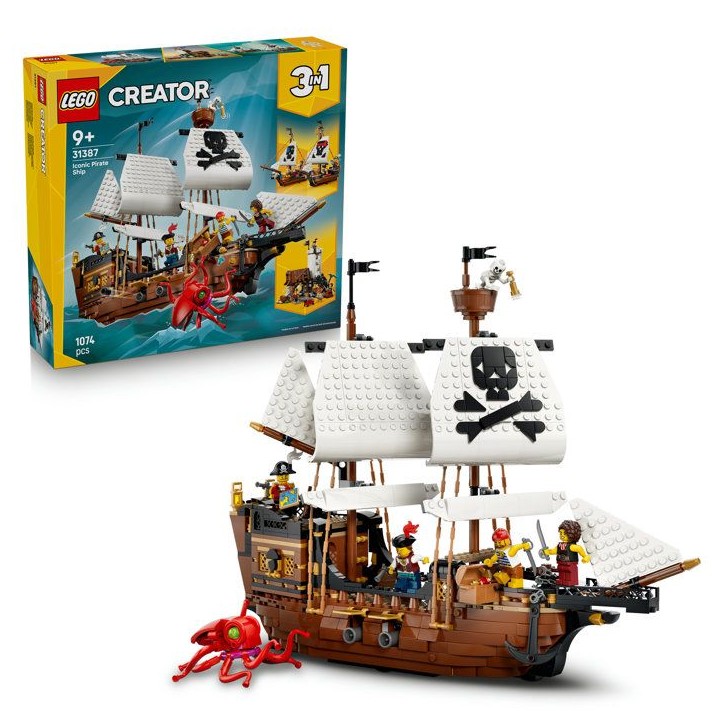 LEGO Creator 3-en-1 31387 Bateau Pirate Mythique - Jeu de Construction 9 ans - Maquette LEGO Creator 3-en-1 31387 Bateau Pirate Mythique - Jeu de Construction 9 ans - Maquette