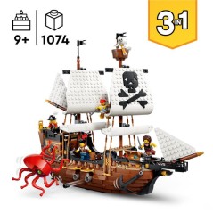 LEGO Creator 3-en-1 31387 Bateau Pirate Mythique - Jeu de Construction 9 ans - Maquette