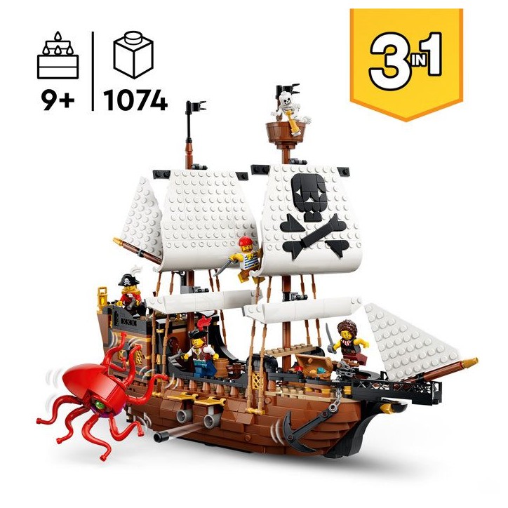 LEGO Creator 3-en-1 31387 Bateau Pirate Mythique - Jeu de Construction 9 ans - Maquette LEGO Creator 3-en-1 31387 Bateau Pirate Mythique - Jeu de Construction 9 ans - Maquette