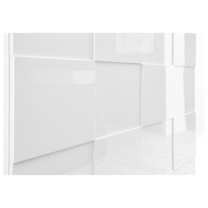 Meuble Tv - MILANO - 2 portes - 1 tiroir - Blanc laqué brillant - 181 x 42 x 56 cm