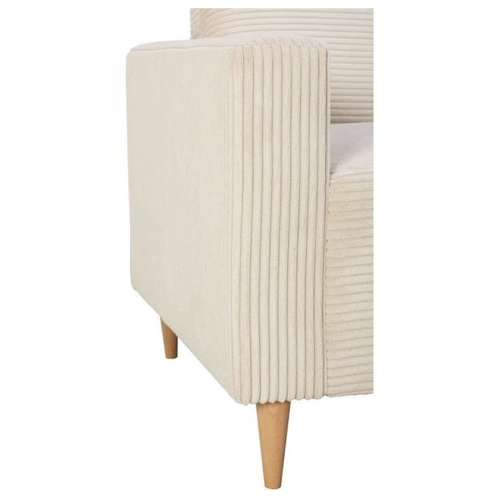 Canapé d'angle réversible - 3 places - BOB - Velours cotelé - Ecru - 197 x 138 x 65 cm Canapé d'angle réversible - 3 places - BOB - Velours cotelé - Ecru - 197 x 138 x 65 cm