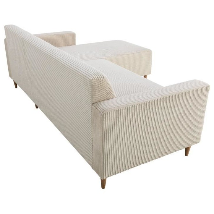 Canapé d'angle réversible - 3 places - BOB - Velours cotelé - Ecru - 197 x 138 x 65 cm Canapé d'angle réversible - 3 places - BOB - Velours cotelé - Ecru - 197 x 138 x 65 cm