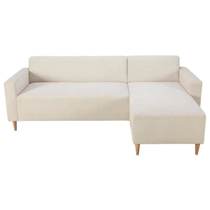 Canapé d'angle réversible - 3 places - BOB - Velours cotelé - Ecru - 197 x 138 x 65 cm Canapé d'angle réversible - 3 places - BOB - Velours cotelé - Ecru - 197 x 138 x 65 cm