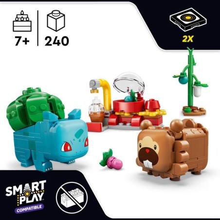 LEGO Pokémon 72155 - Set de construction compatible SMART Play™ - Bulbizarre et Keunotor, Délice de baies - Des 7 ans
