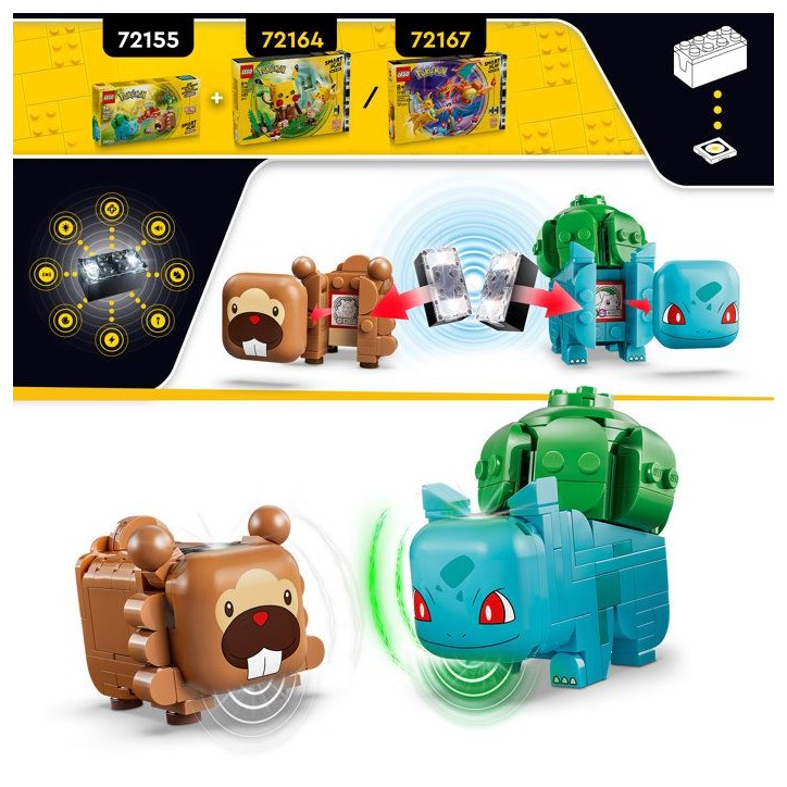 LEGO Pokémon 72155 - Set de construction compatible SMART Play™ - Bulbizarre et Keunotor, Délice de baies - Des 7 ans