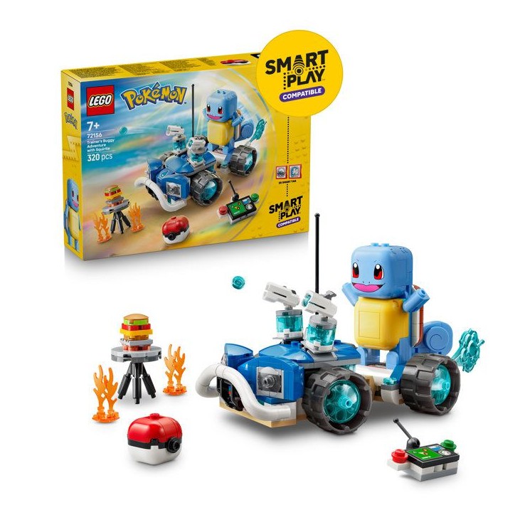 LEGO Pokémon 72156 - Set de construction compatible SMART Play™ - Carapuce, Aventure avec le buggy du Dresseur - Des 7 ans