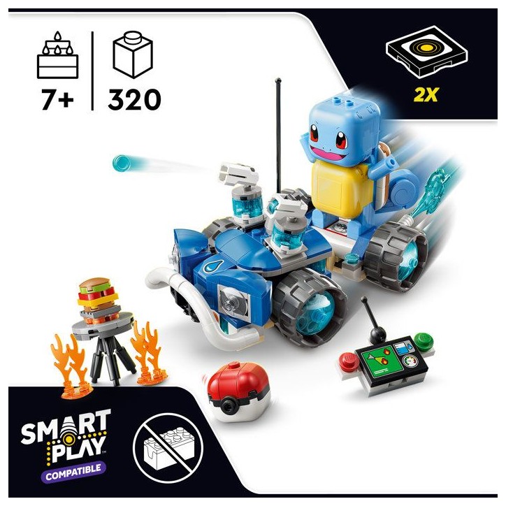 LEGO Pokémon 72156 - Set de construction compatible SMART Play™ - Carapuce, Aventure avec le buggy du Dresseur - Des 7 ans