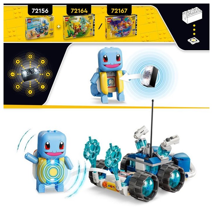 LEGO Pokémon 72156 - Set de construction compatible SMART Play™ - Carapuce, Aventure avec le buggy du Dresseur - Des 7 ans