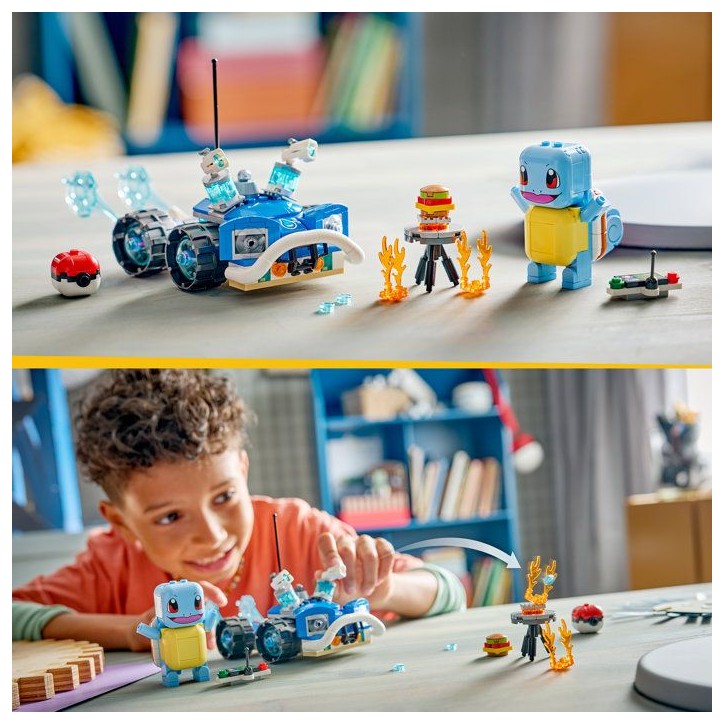 LEGO Pokémon 72156 - Set de construction compatible SMART Play™ - Carapuce, Aventure avec le buggy du Dresseur - Des 7 ans