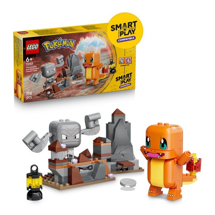 LEGO Pokémon 72157 - Set de construction compatible SMART Play™ - Salameche et Racaillou, Combat dans la grotte - Des 6 ans
